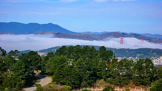 Golden Gate Bridge, Mt. Tam, fog, San Francisco