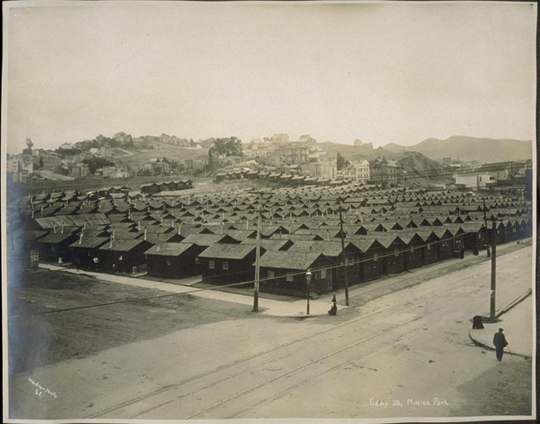 City of "earthquake cottages" in Mission (what is today "Dolores") Park.