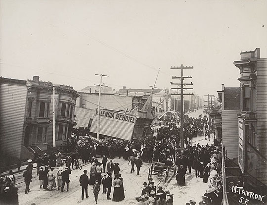 Valencia Street Hotel, after the fire, at Bancroft Library