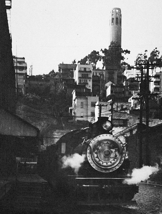 Steam train, California Belt line, San Francisco; photo by Seymour Snaer