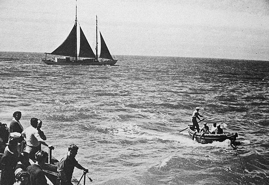 Mailboat, off the Farallones Islands, San Francisco; photo by Seymour Snaer